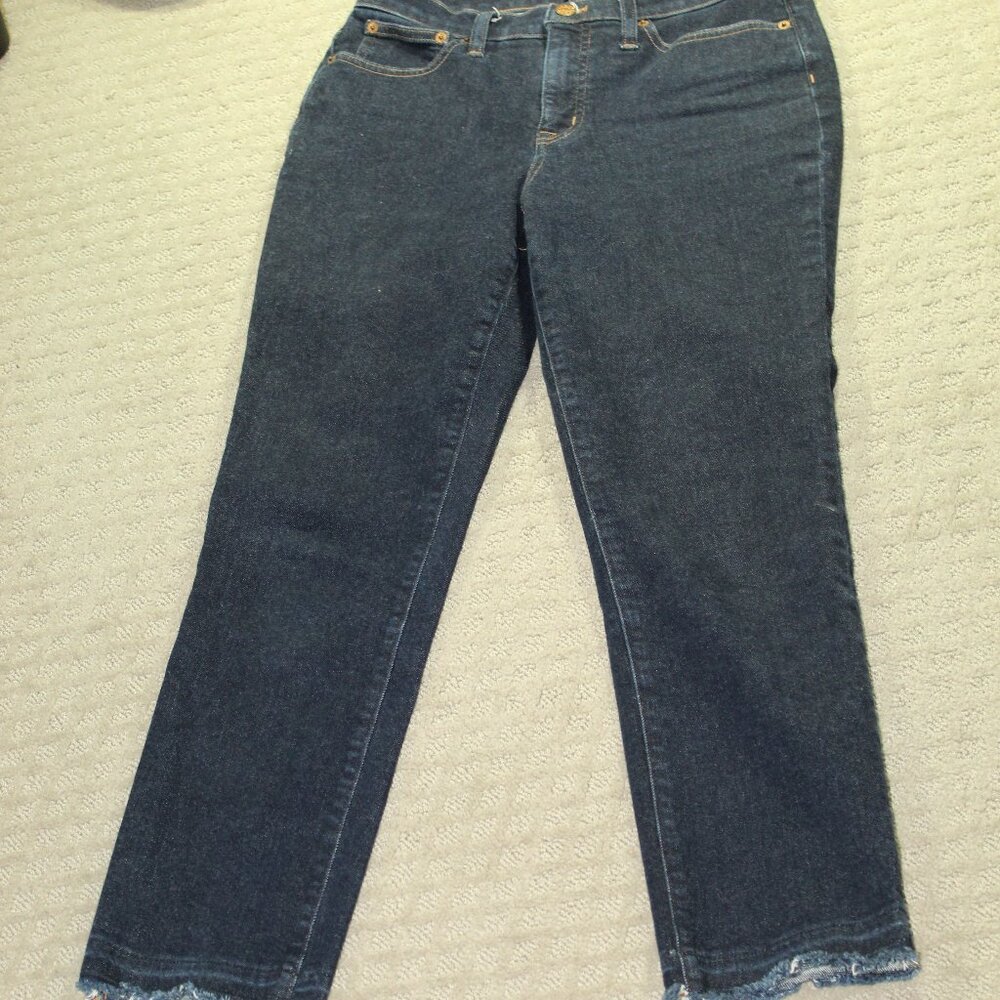 J. Crew Size 28 Essential Straight Raw Hem Dark Wash Blue Jeans